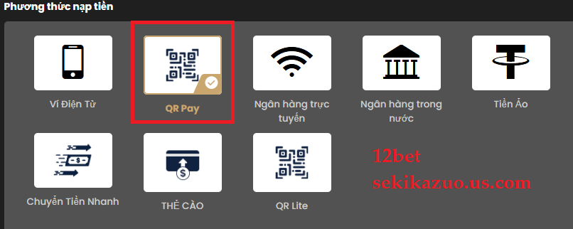 Chọn nạp tiền 12bet qua QR Pay
